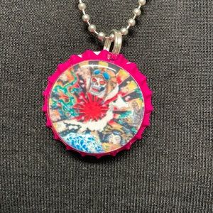 Pink Skull Biker BottleCap Necklace (7)